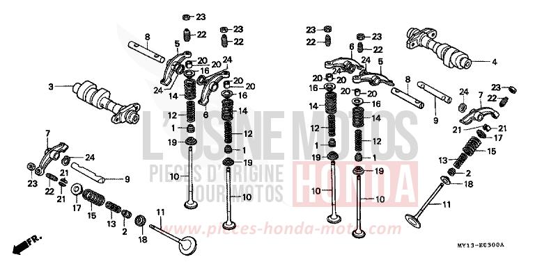 ARBRE A CAMES/SOUPAPE de Africa Twin 750 SHASTA WHITE (NH138H) de 1995